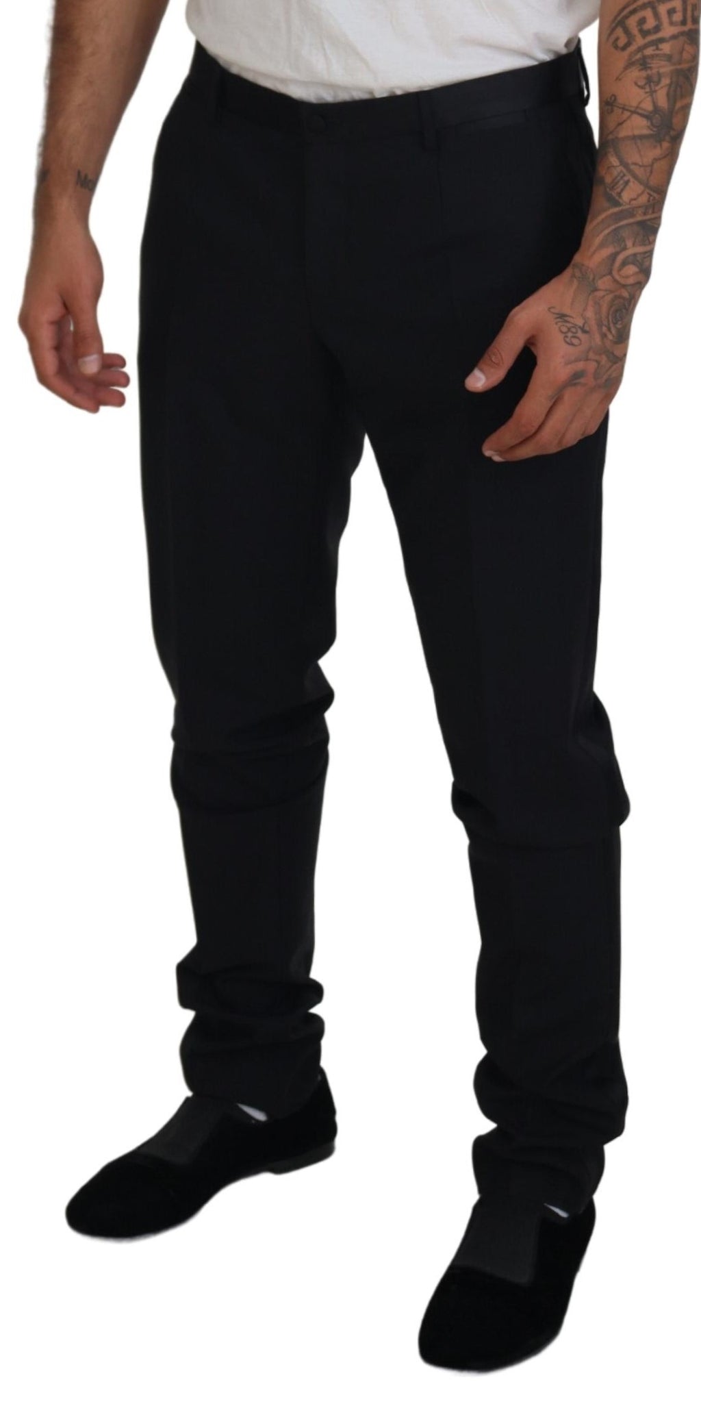 Dolce & Gabbana Black Wool Chino Dress Formal Pants - Zeiniez