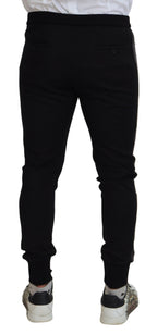 Dolce & Gabbana Black Wool Horseshoe Jogger Pants - Zeiniez