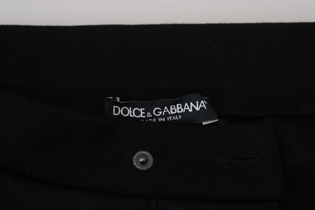 Dolce & Gabbana Black Wool Horseshoe Jogger Pants - Zeiniez