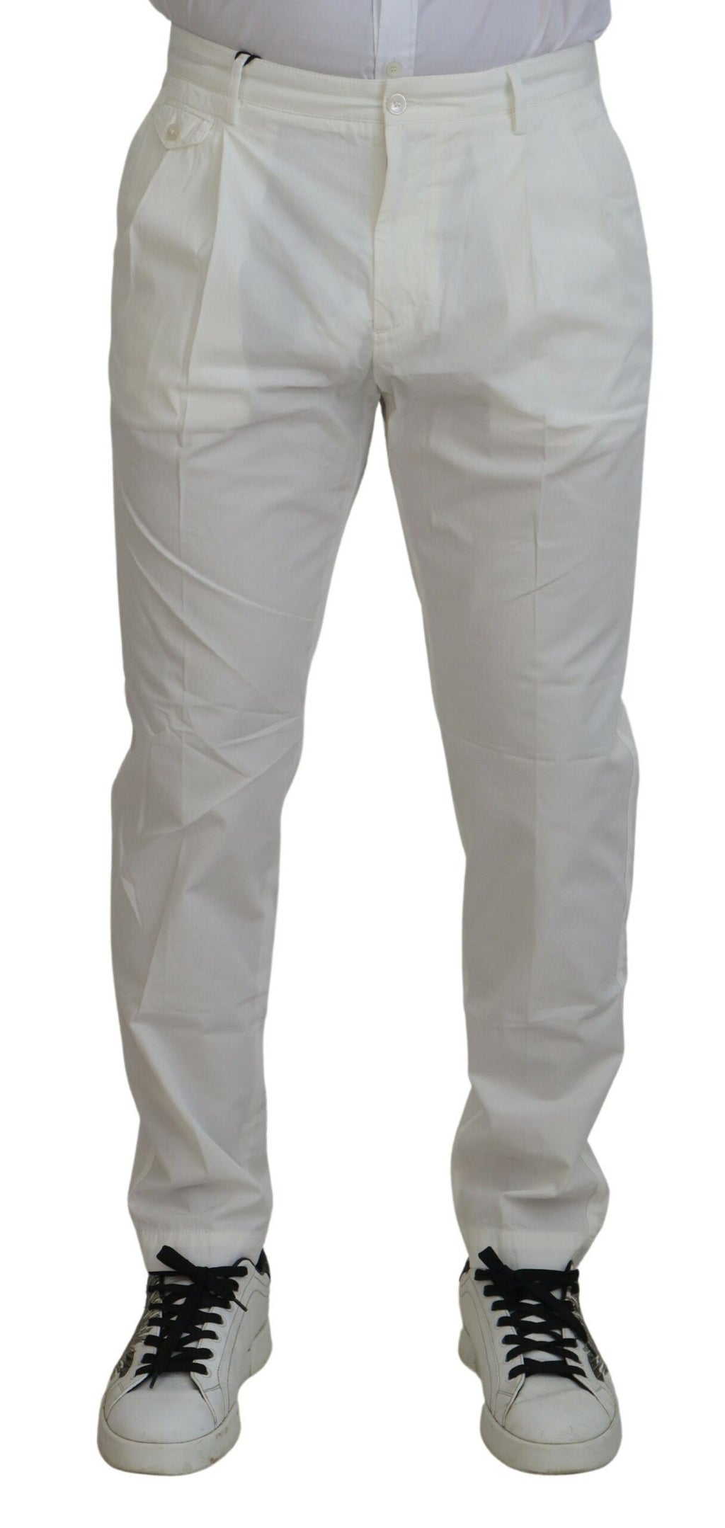 Dolce & Gabbana White Cotton Skinny Chino Pants - Zeiniez