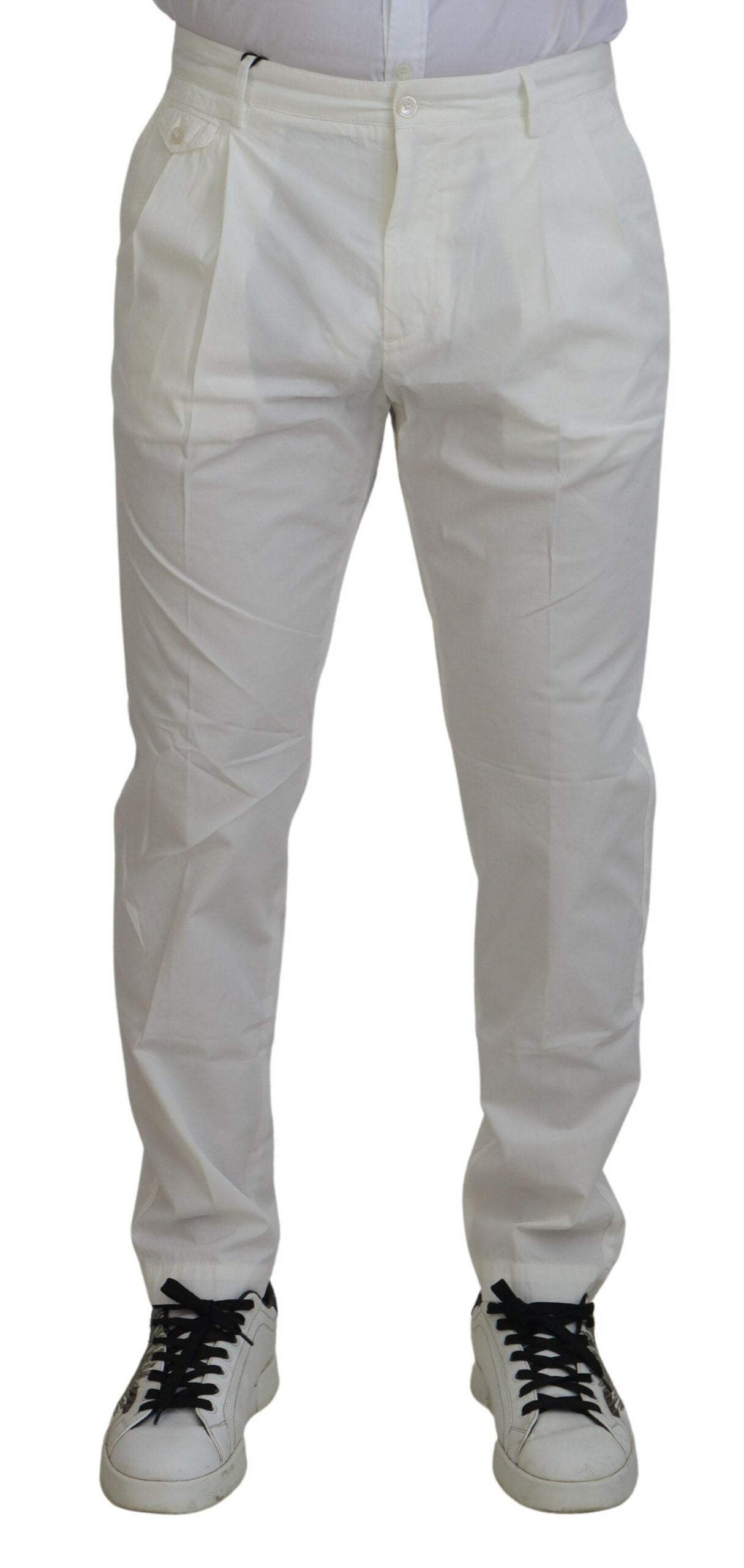 Dolce & Gabbana White Cotton Skinny Chino Pants - Zeiniez
