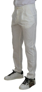 Dolce & Gabbana White Cotton Skinny Chino Pants - Zeiniez