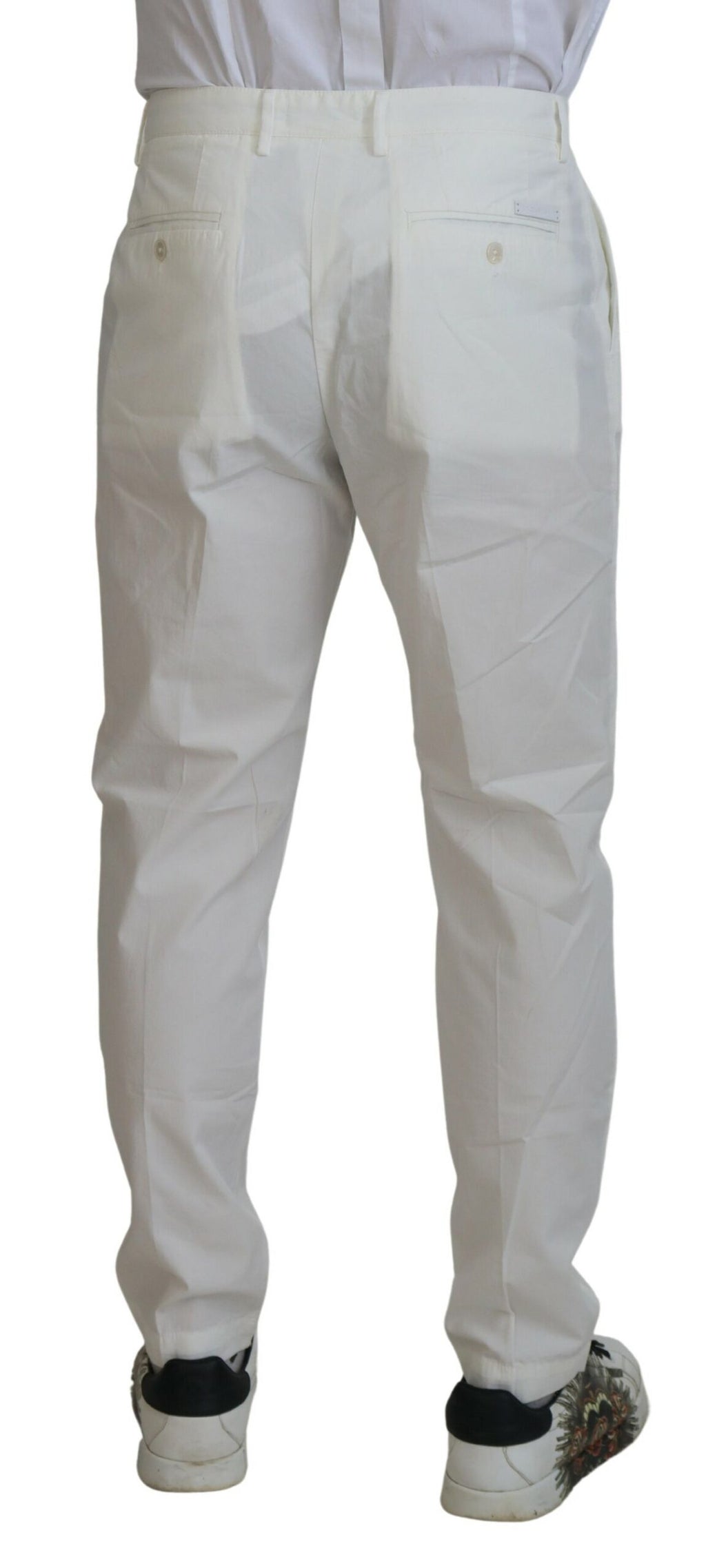 Dolce & Gabbana White Cotton Skinny Chino Pants - Zeiniez