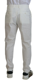 Dolce & Gabbana White Cotton Skinny Chino Pants - Zeiniez