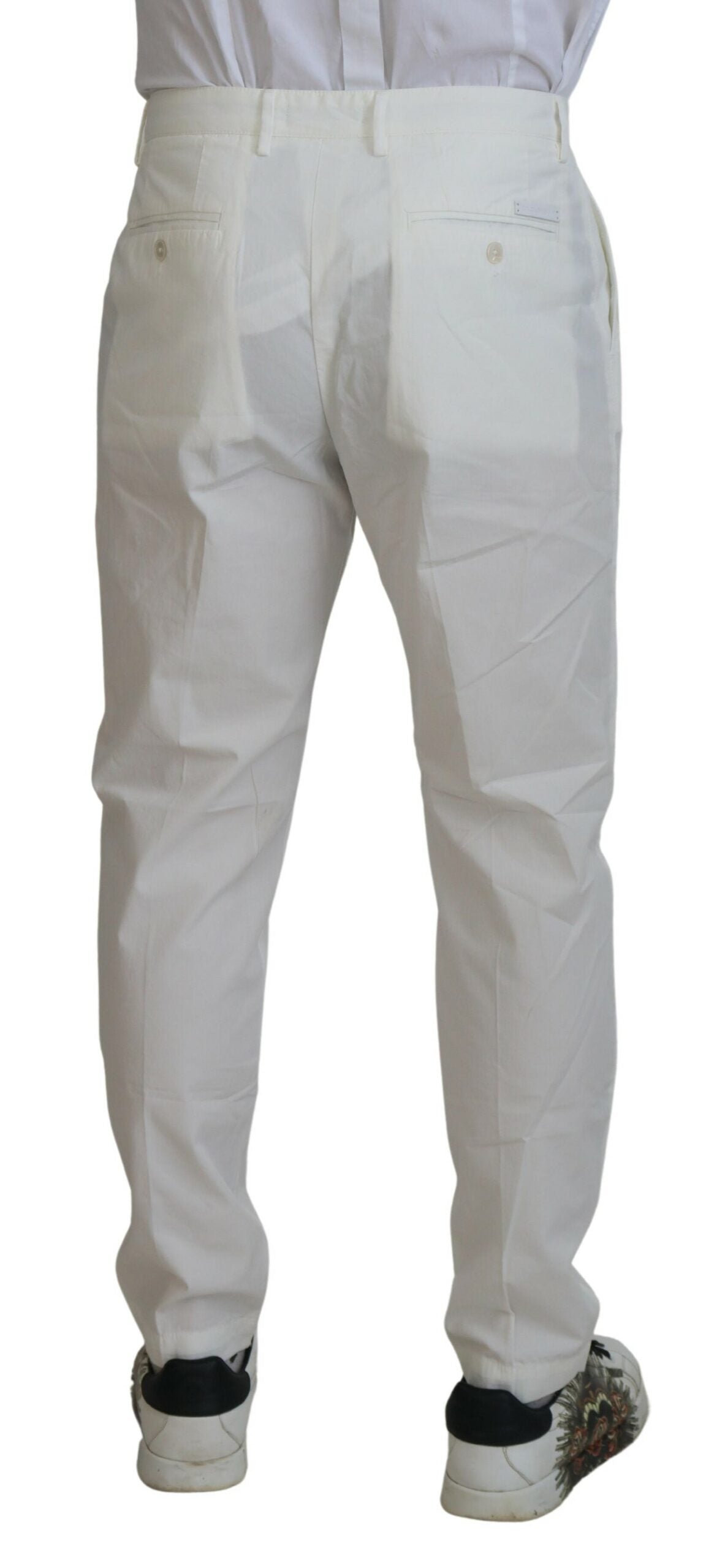Dolce & Gabbana White Cotton Skinny Chino Pants - Zeiniez