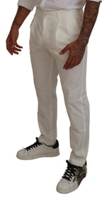 Dolce & Gabbana White Cotton Skinny Chino Pants - Zeiniez