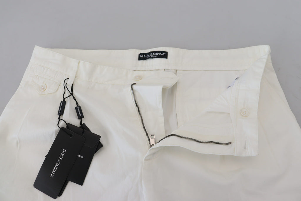 Dolce & Gabbana White Cotton Skinny Chino Pants - Zeiniez