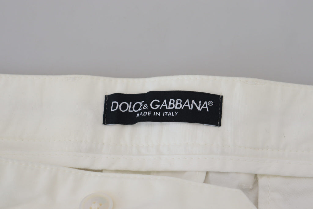 Dolce & Gabbana White Cotton Skinny Chino Pants - Zeiniez