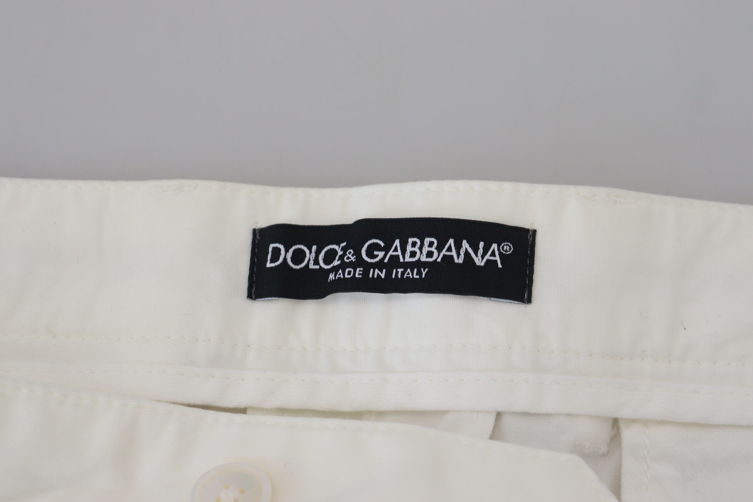 Dolce & Gabbana White Cotton Skinny Chino Pants - Zeiniez