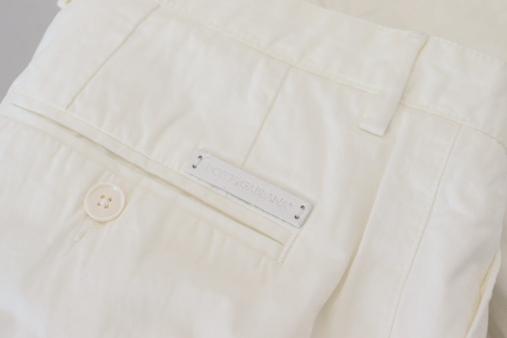 Dolce & Gabbana White Cotton Skinny Chino Pants - Zeiniez