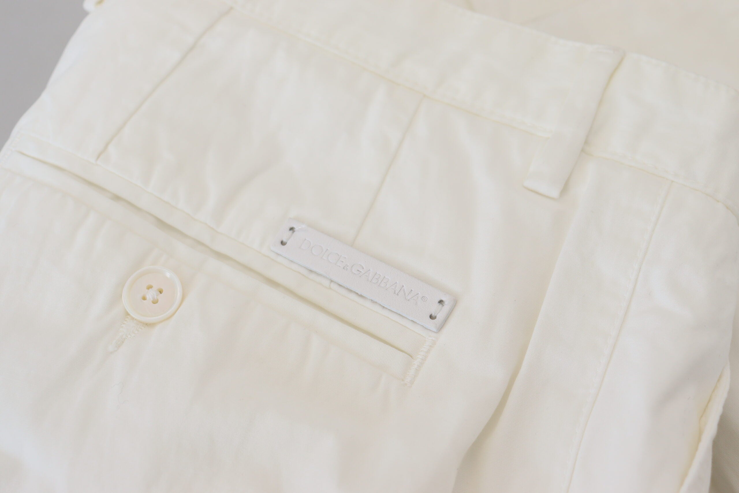 Dolce & Gabbana White Cotton Skinny Chino Pants - Zeiniez