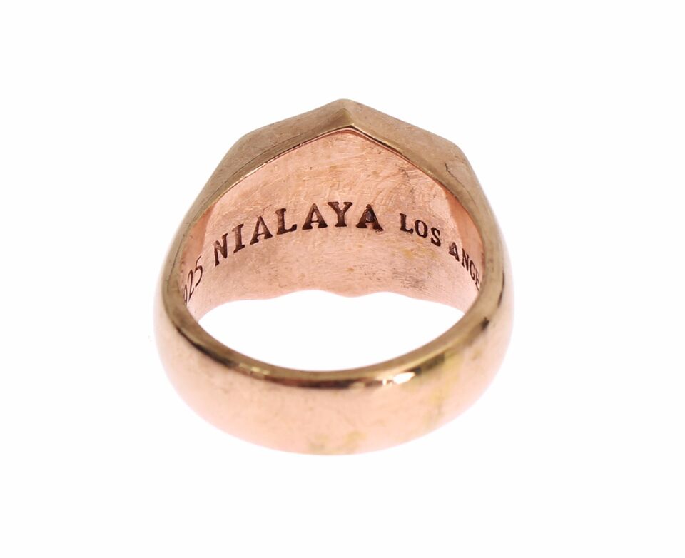 Nialaya Pink Gold 925 Silver Authentic Clear Ring - Zeiniez