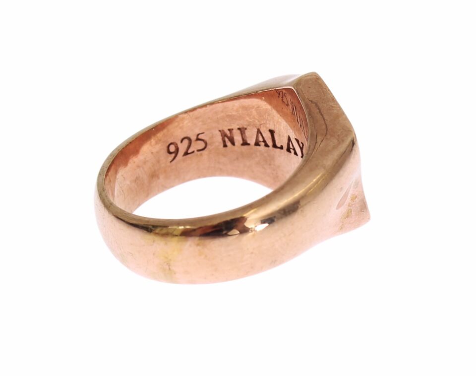 Nialaya Pink Gold 925 Silver Authentic Clear Ring - Zeiniez