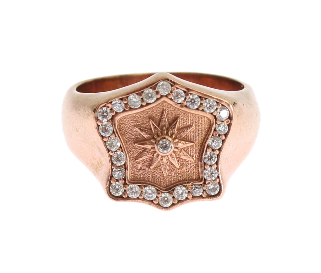 Nialaya Pink Gold 925 Silver Authentic Clear Ring - Zeiniez
