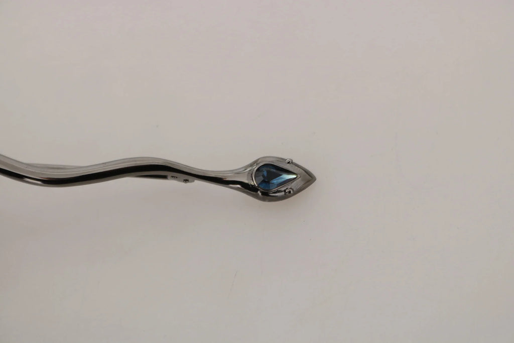 Dolce & Gabbana Silver Brass Crystal Spilla Serpente Brooch Pin - Zeiniez
