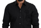 Dolce & Gabbana Black Roses Slim Fit Cotton Shirt - Zeiniez