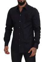 Dolce & Gabbana Black Roses Slim Fit Cotton Shirt - Zeiniez