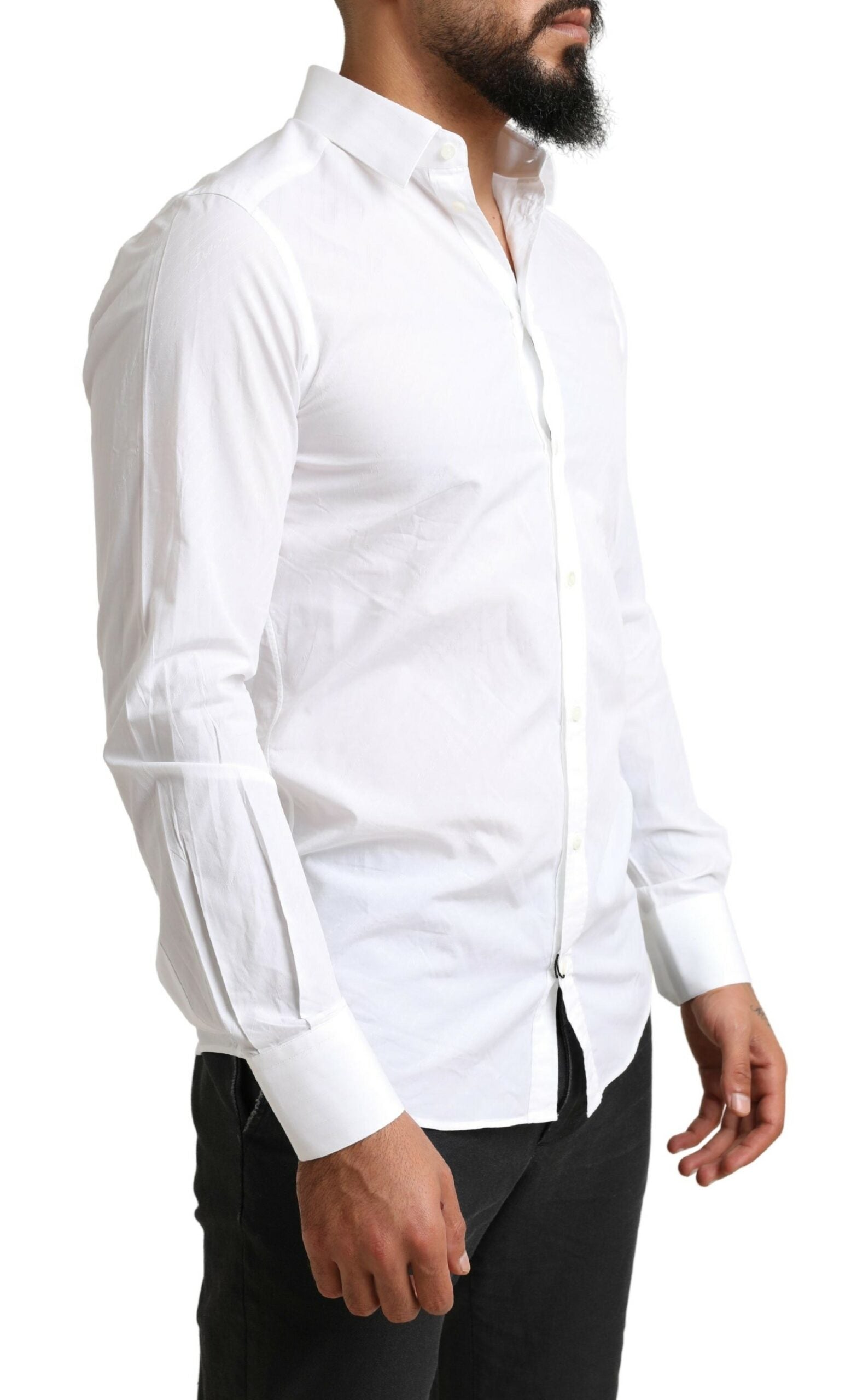 Dolce & Gabbana White MARTINI Cotton Dress Formal Shirt - Zeiniez