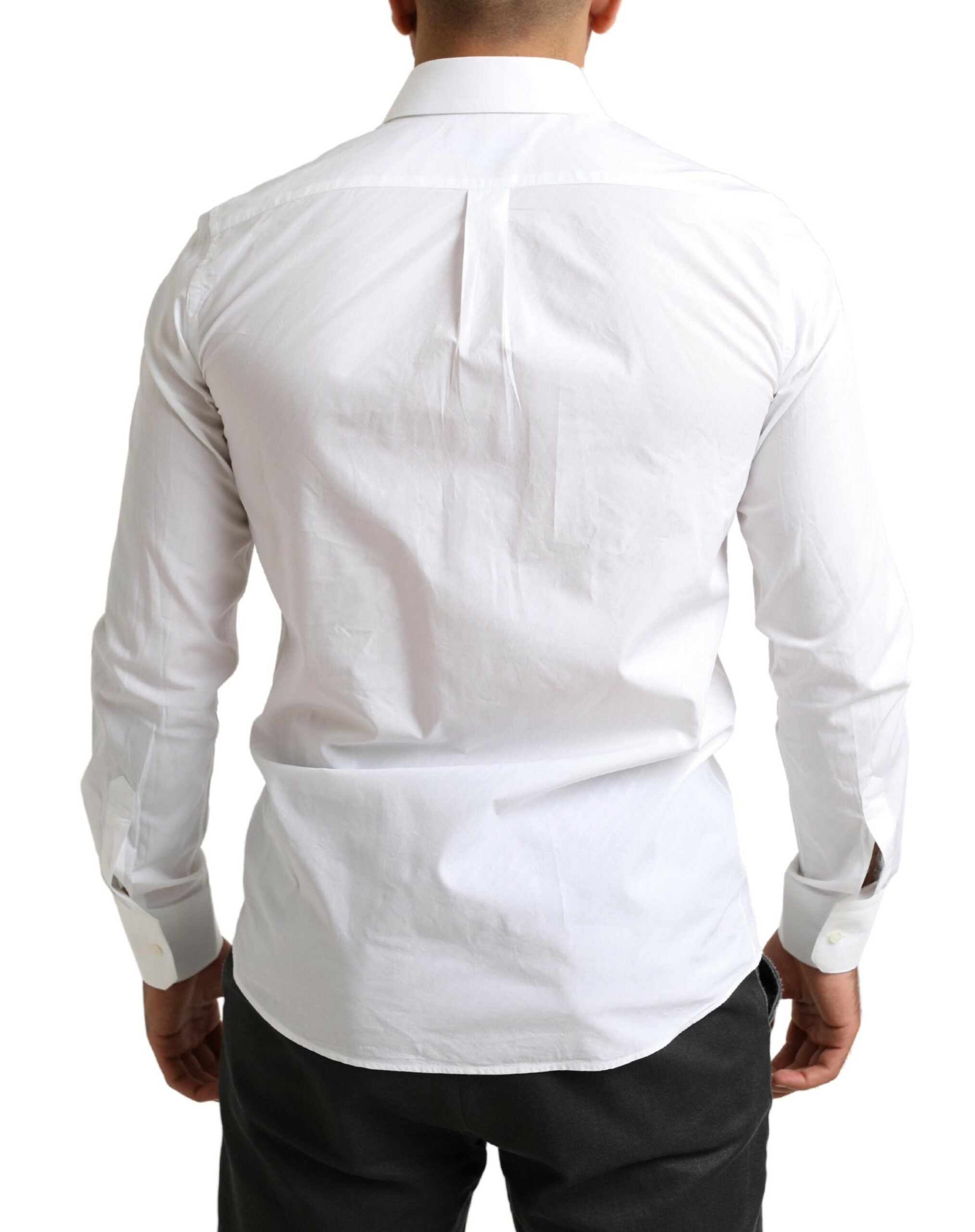 Dolce & Gabbana White MARTINI Cotton Dress Formal Shirt - Zeiniez