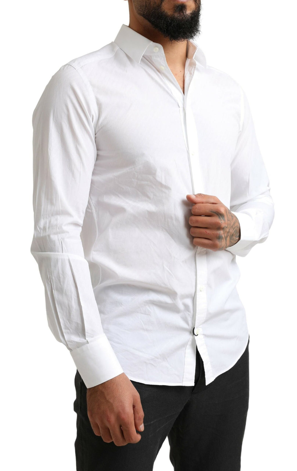 Dolce & Gabbana White MARTINI Cotton Dress Formal Shirt - Zeiniez