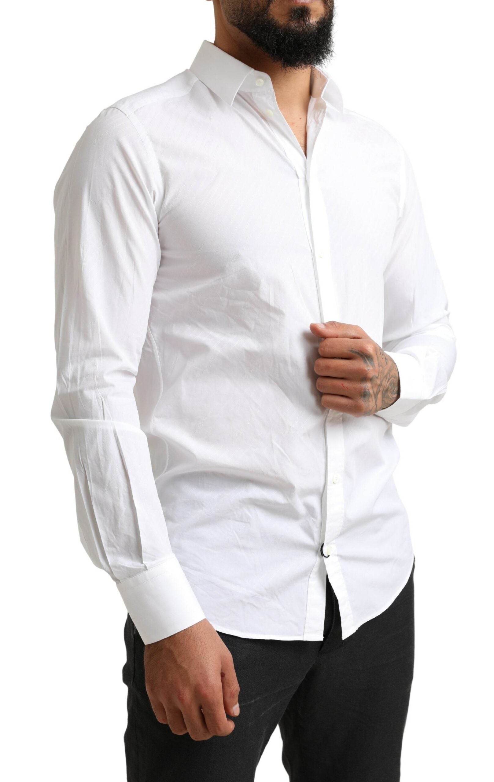 Dolce & Gabbana White MARTINI Cotton Dress Formal Shirt - Zeiniez