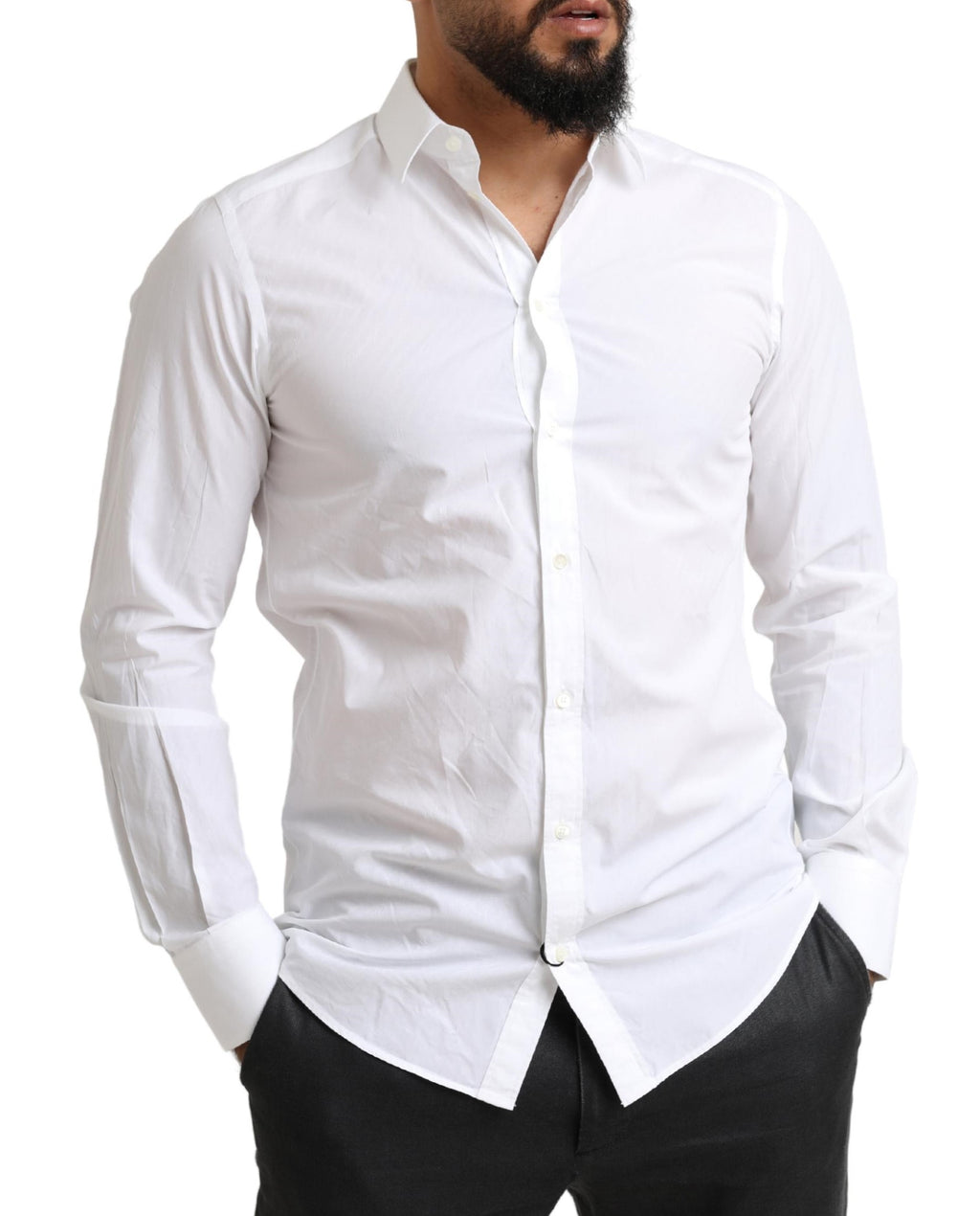 Dolce & Gabbana White MARTINI Cotton Dress Formal Shirt - Zeiniez