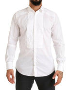 Dolce & Gabbana White GOLD Formal Cotton Tuxedo Dress Shirt - Zeiniez