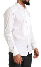 Dolce & Gabbana White GOLD Formal Cotton Tuxedo Dress Shirt - Zeiniez