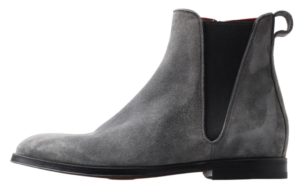 Dolce & Gabbana Gray Leather Men Ankle Boots Shoes - Zeiniez