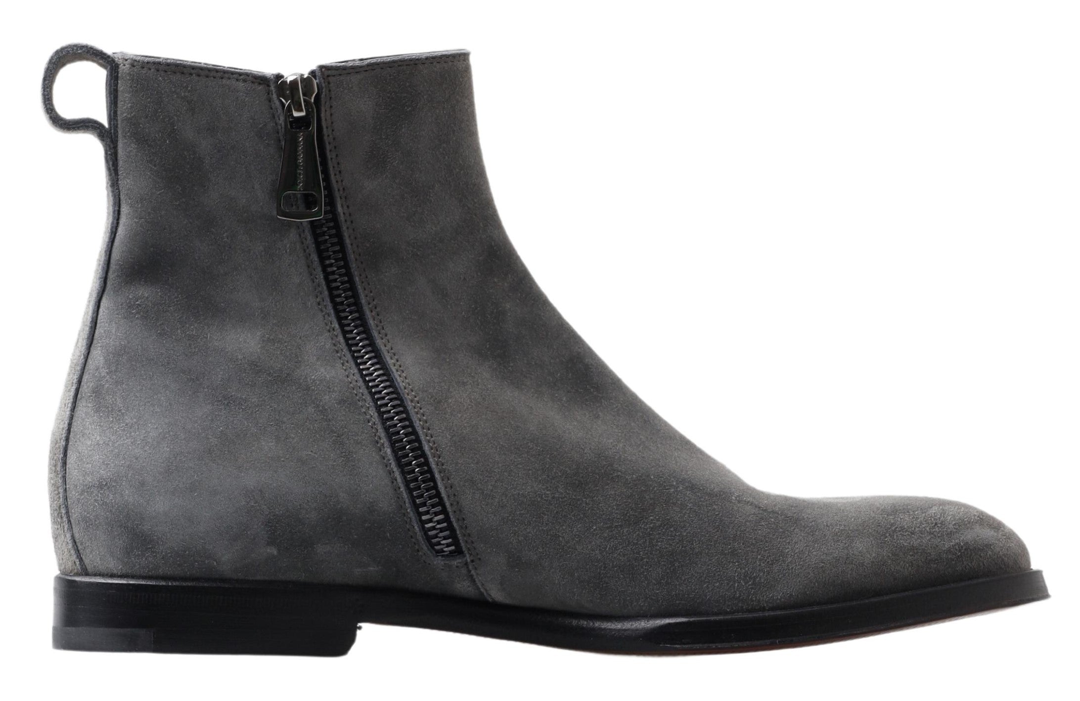 Dolce & Gabbana Gray Leather Men Ankle Boots Shoes - Zeiniez