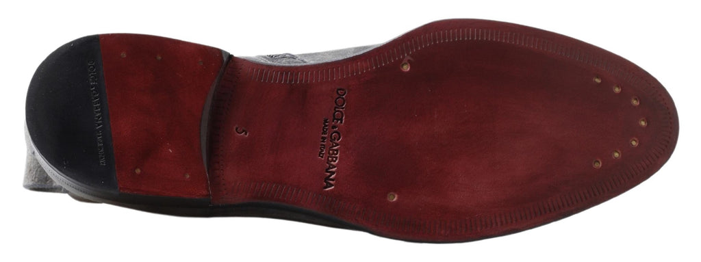 Dolce & Gabbana Gray Leather Men Ankle Boots Shoes - Zeiniez