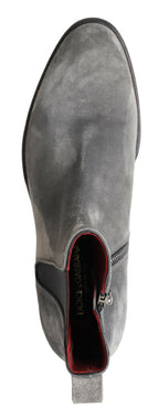 Dolce & Gabbana Gray Leather Men Ankle Boots Shoes - Zeiniez