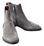 Dolce & Gabbana Gray Leather Men Ankle Boots Shoes - Zeiniez