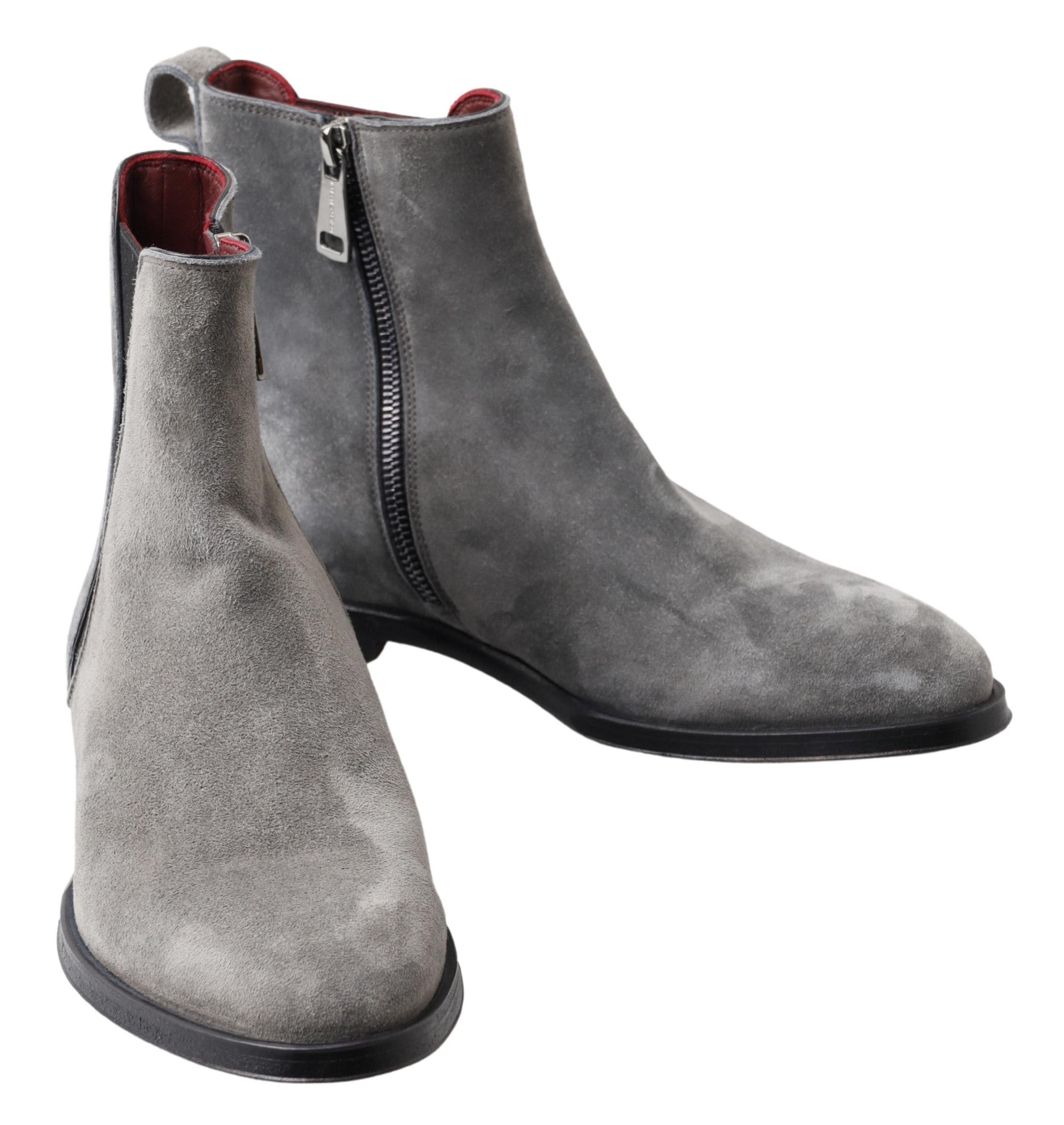 Dolce & Gabbana Gray Leather Men Ankle Boots Shoes - Zeiniez