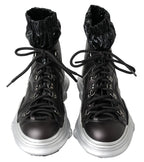 Dolce & Gabbana Black Nylon Galileo High Top Sneakers Shoes - Zeiniez