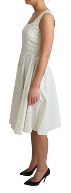 Dolce & Gabbana White Polka Dotted Cotton A-Line Dress - Zeiniez