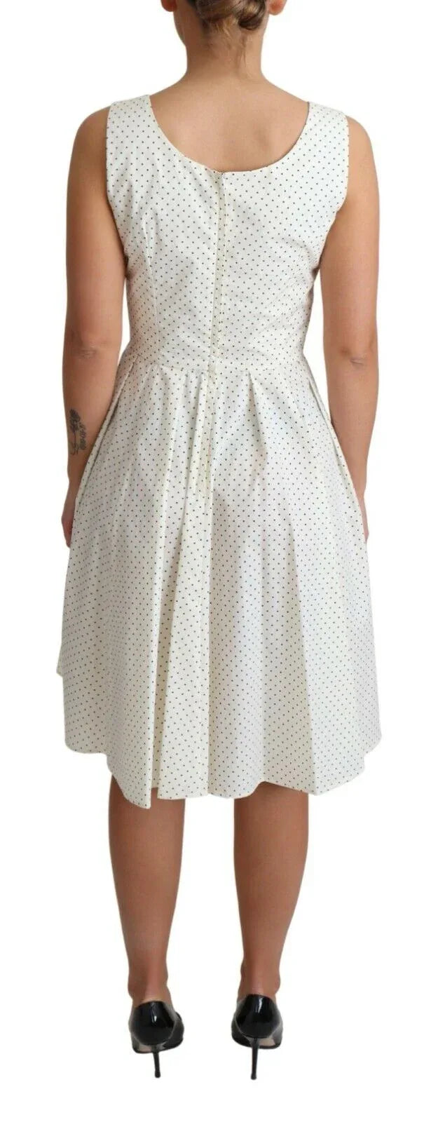 Dolce & Gabbana White Polka Dotted Cotton A-Line Dress - Zeiniez
