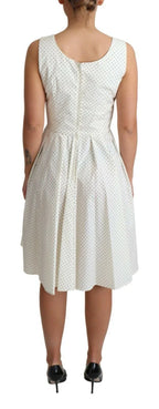 Dolce & Gabbana White Polka Dotted Cotton A-Line Dress - Zeiniez