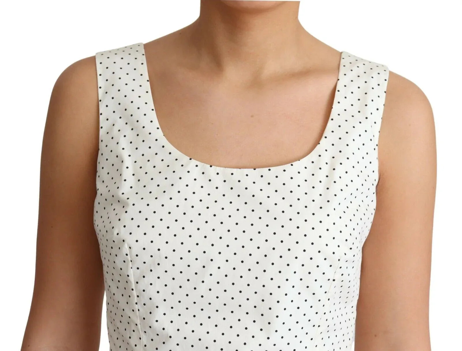 Dolce & Gabbana White Polka Dotted Cotton A-Line Dress - Zeiniez