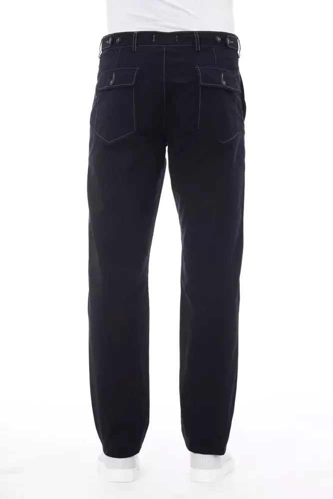 Alpha Studio Blue Cotton Men Pant - Zeiniez
