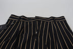 Dolce & Gabbana Black Beige Striped Cotton Stretch Pants - Zeiniez