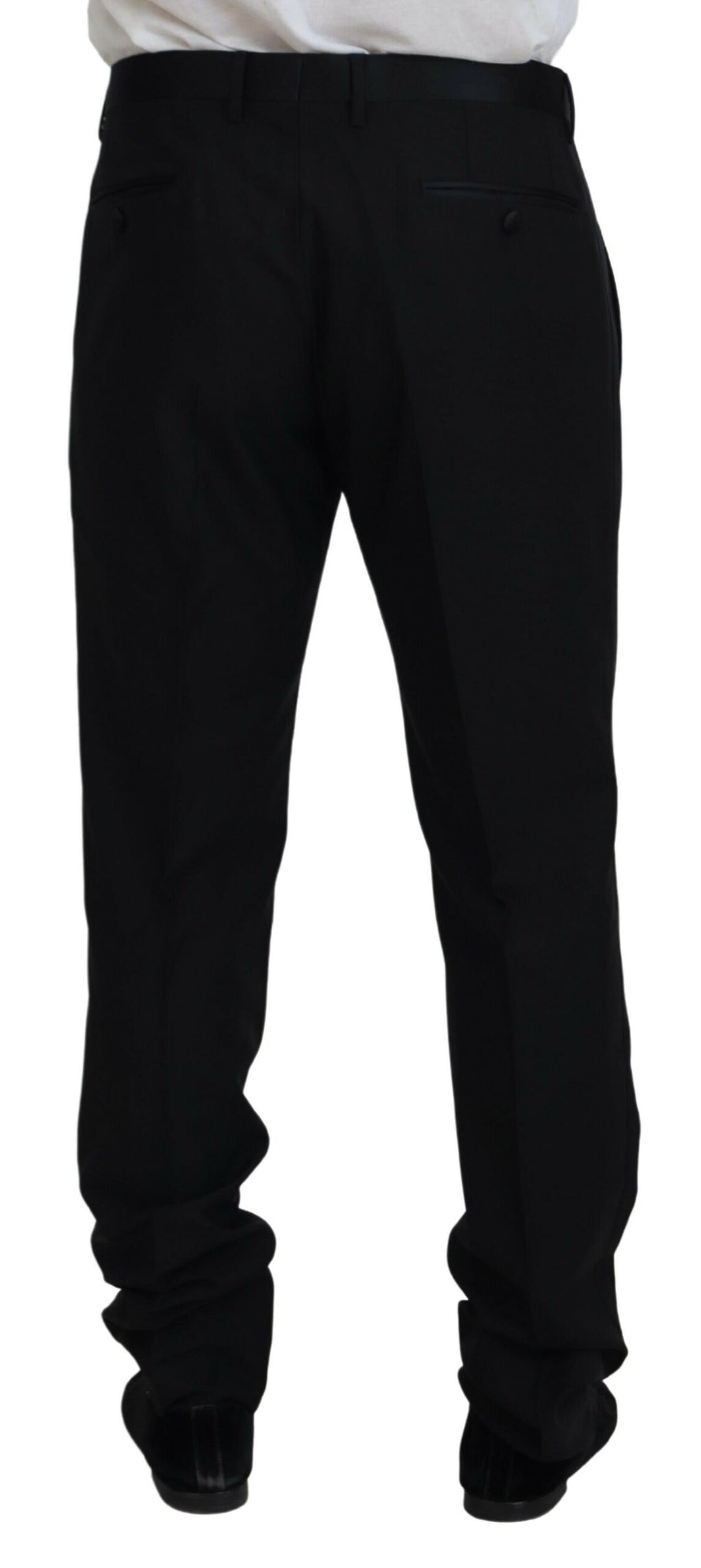 Dolce & Gabbana Black Dress Wool Silk Trouser Pants - Zeiniez