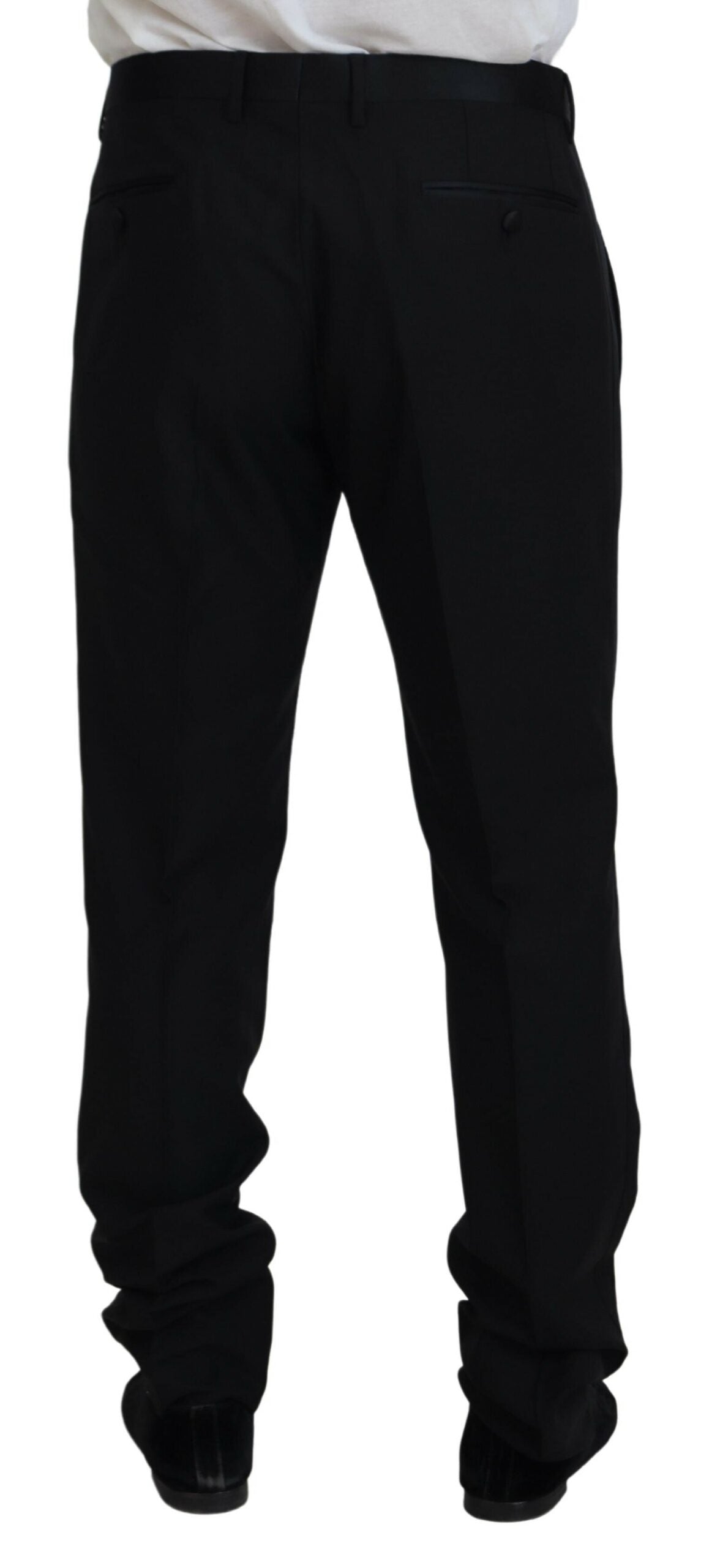 Dolce & Gabbana Black Dress Wool Silk Trouser Pants - Zeiniez