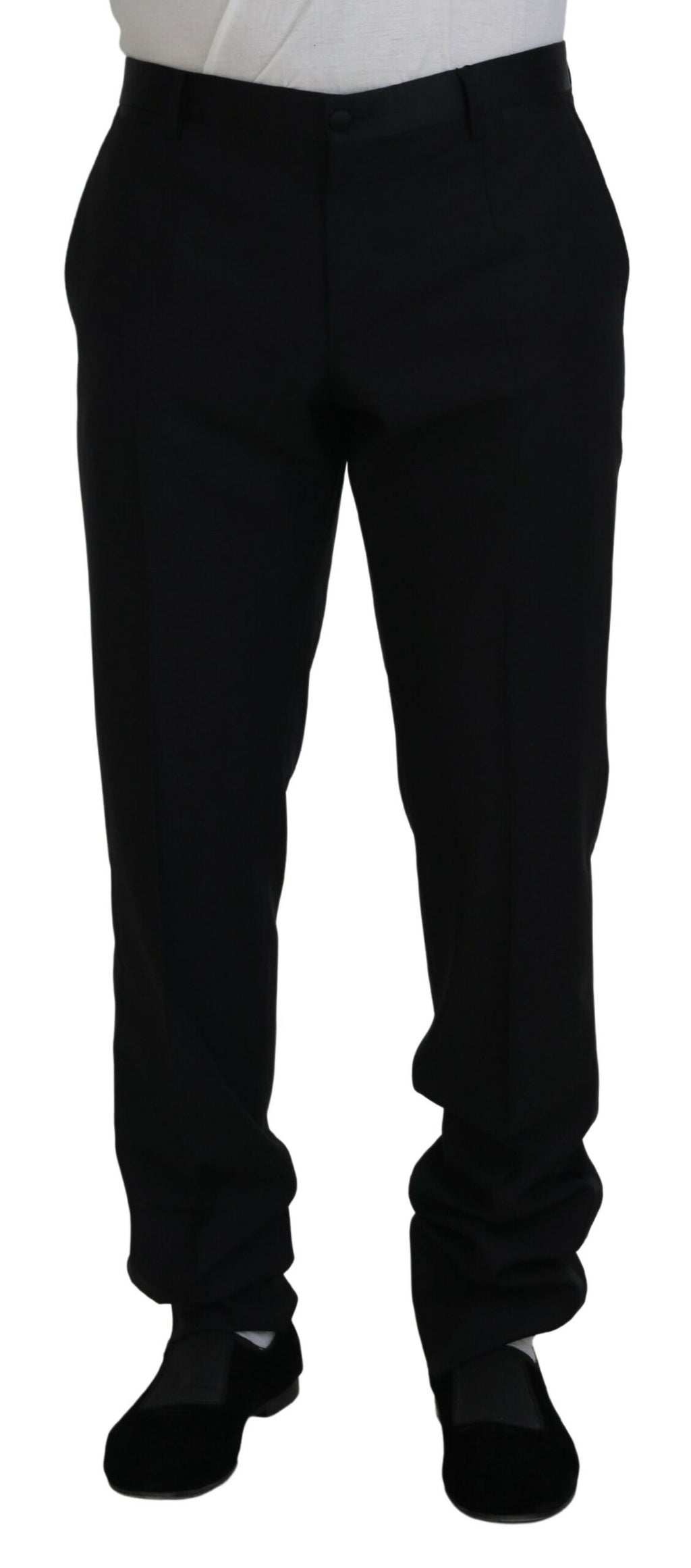 Dolce & Gabbana Black Dress Wool Silk Trouser Pants - Zeiniez