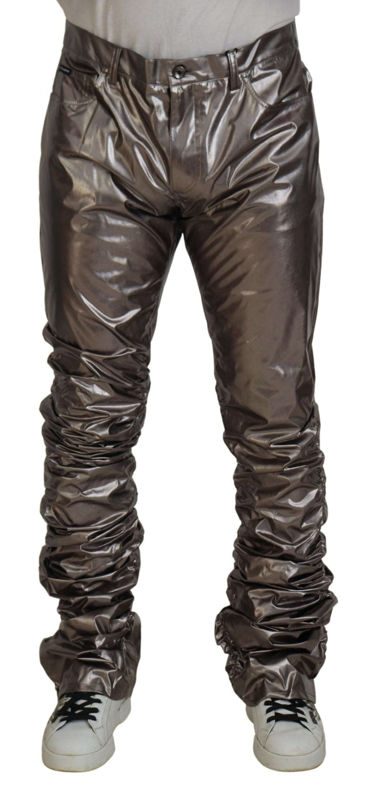 Dolce & Gabbana Silver Metallic Nylon Stretch Pants - Zeiniez