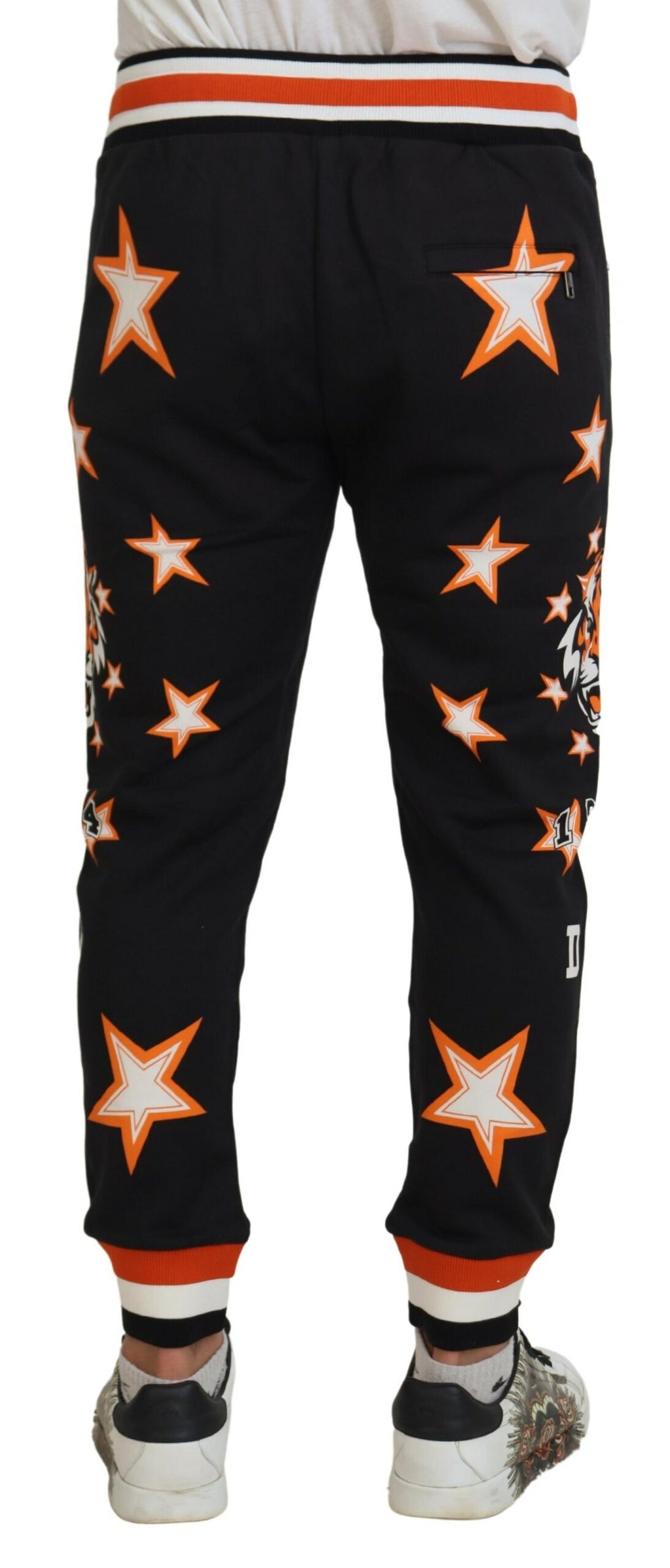 Dolce & Gabbana Black Orange Star Trousers Sport Pants - Zeiniez