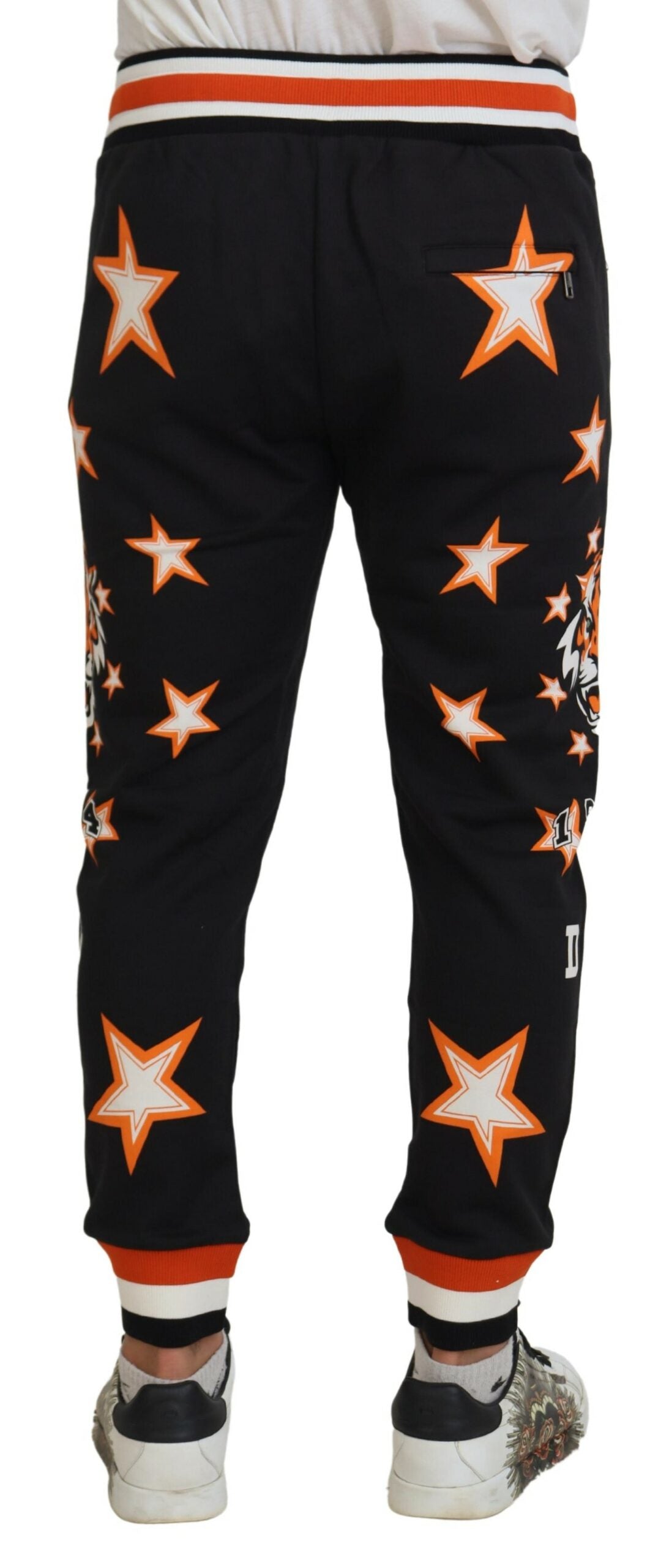 Dolce & Gabbana Black Orange Star Trousers Sport Pants - Zeiniez