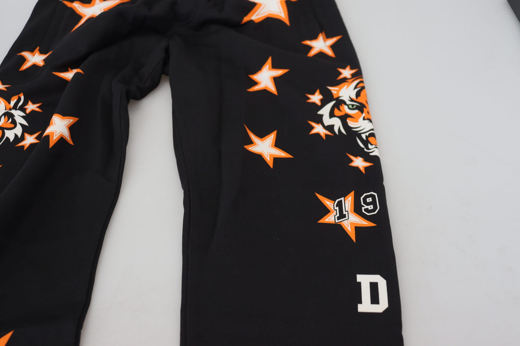 Dolce & Gabbana Black Orange Star Trousers Sport Pants - Zeiniez
