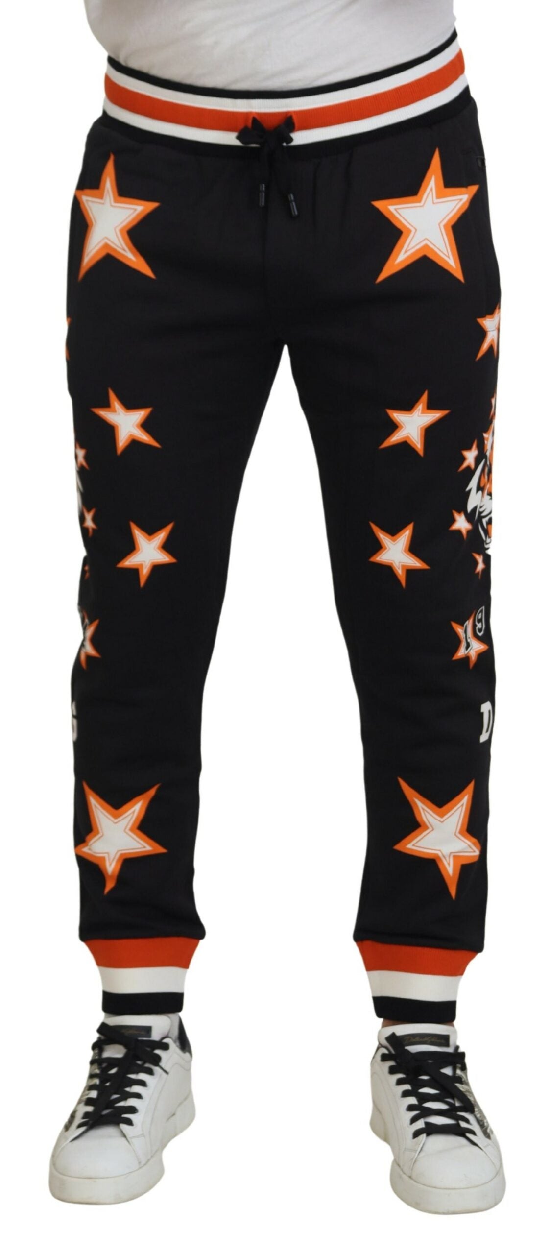 Dolce & Gabbana Black Orange Star Trousers Sport Pants - Zeiniez