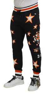 Dolce & Gabbana Black Orange Star Trousers Sport Pants - Zeiniez